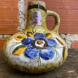 Antique soliflore vase veb polychrome ceramic flowers gdr vintage