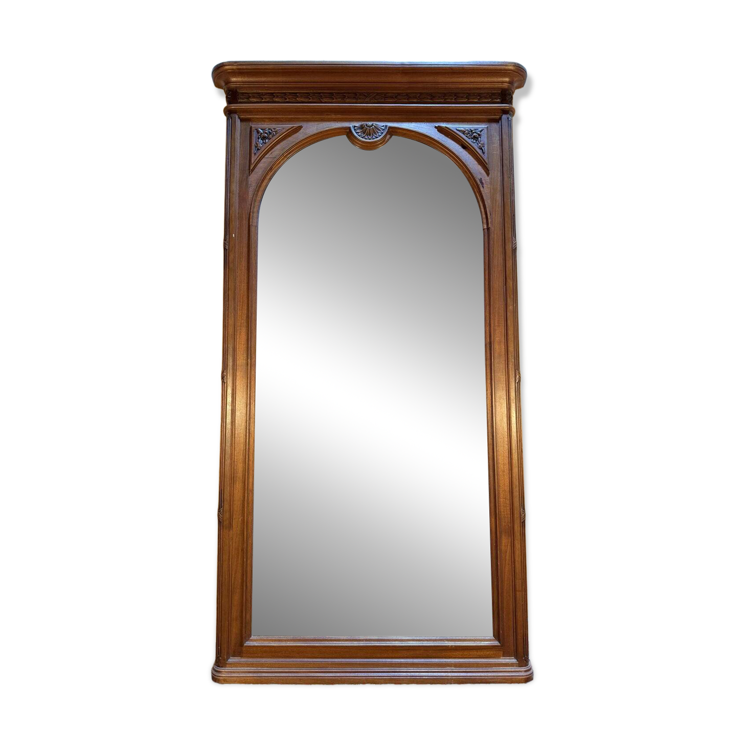 Large walnut mirror from the Art Deco period.
