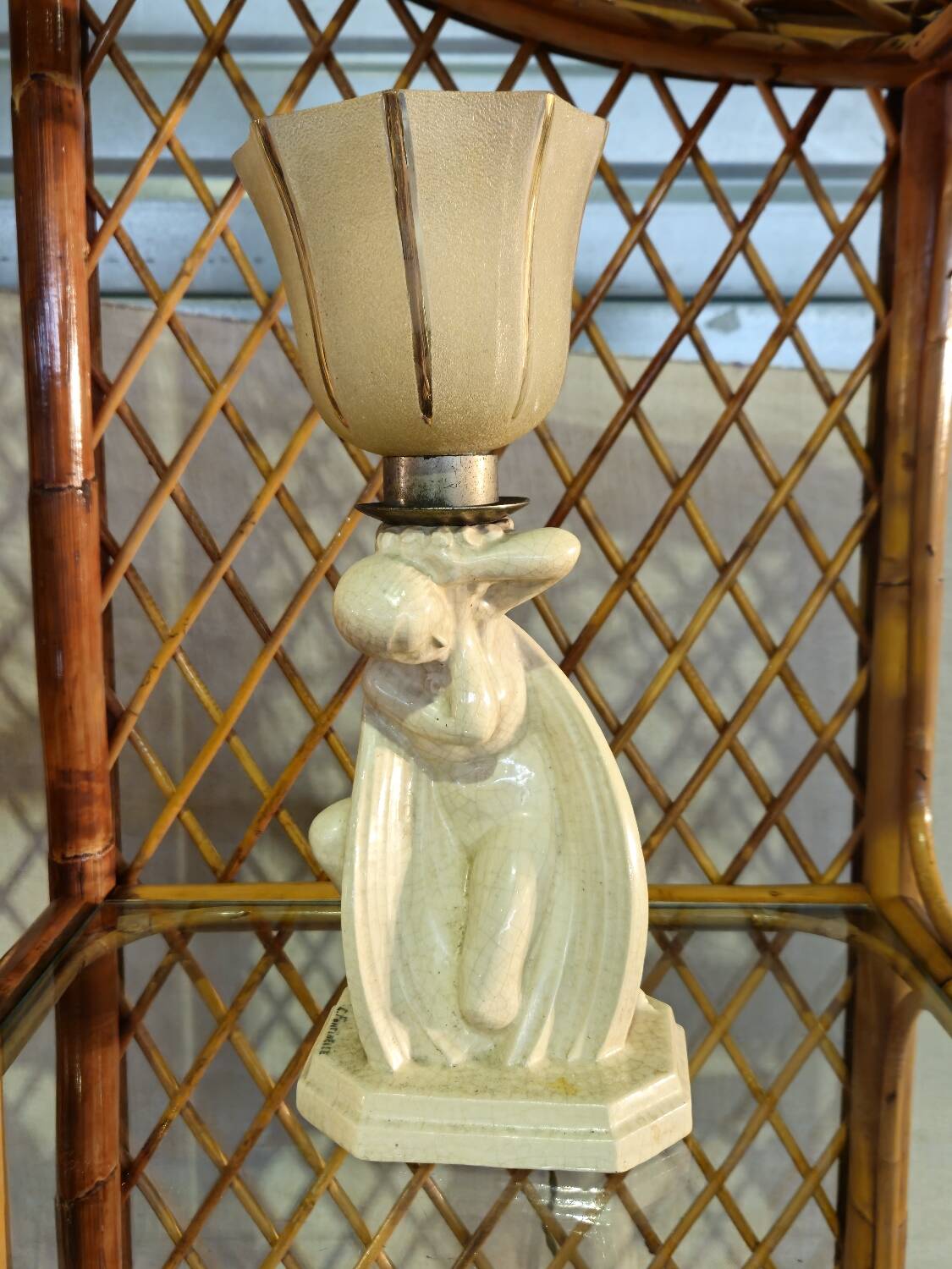 Lampe Céramique Art Déco 1930 Signé Fontinelle