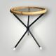 Tripod side table in bamboo and hammered glass - 1950s