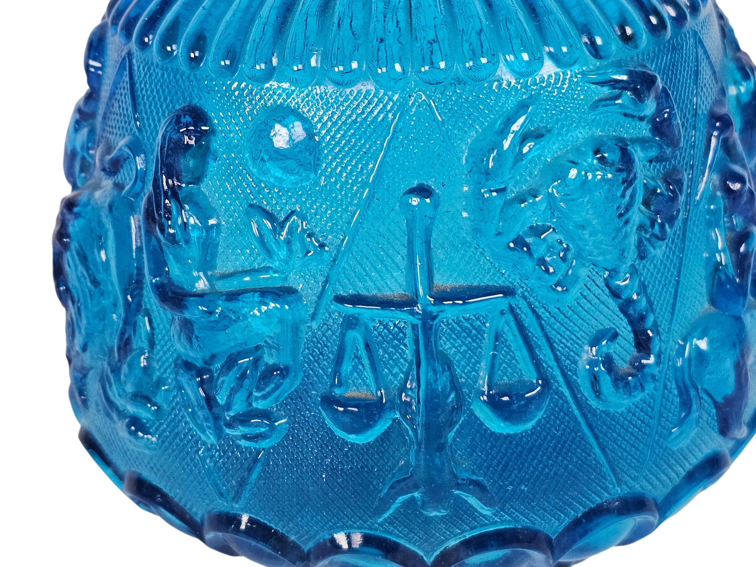 Empoli glass - Vintage vase - Zodiac - clear blue - Italy - 1960s