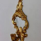 Pair of vintage brass wall lights with mirror