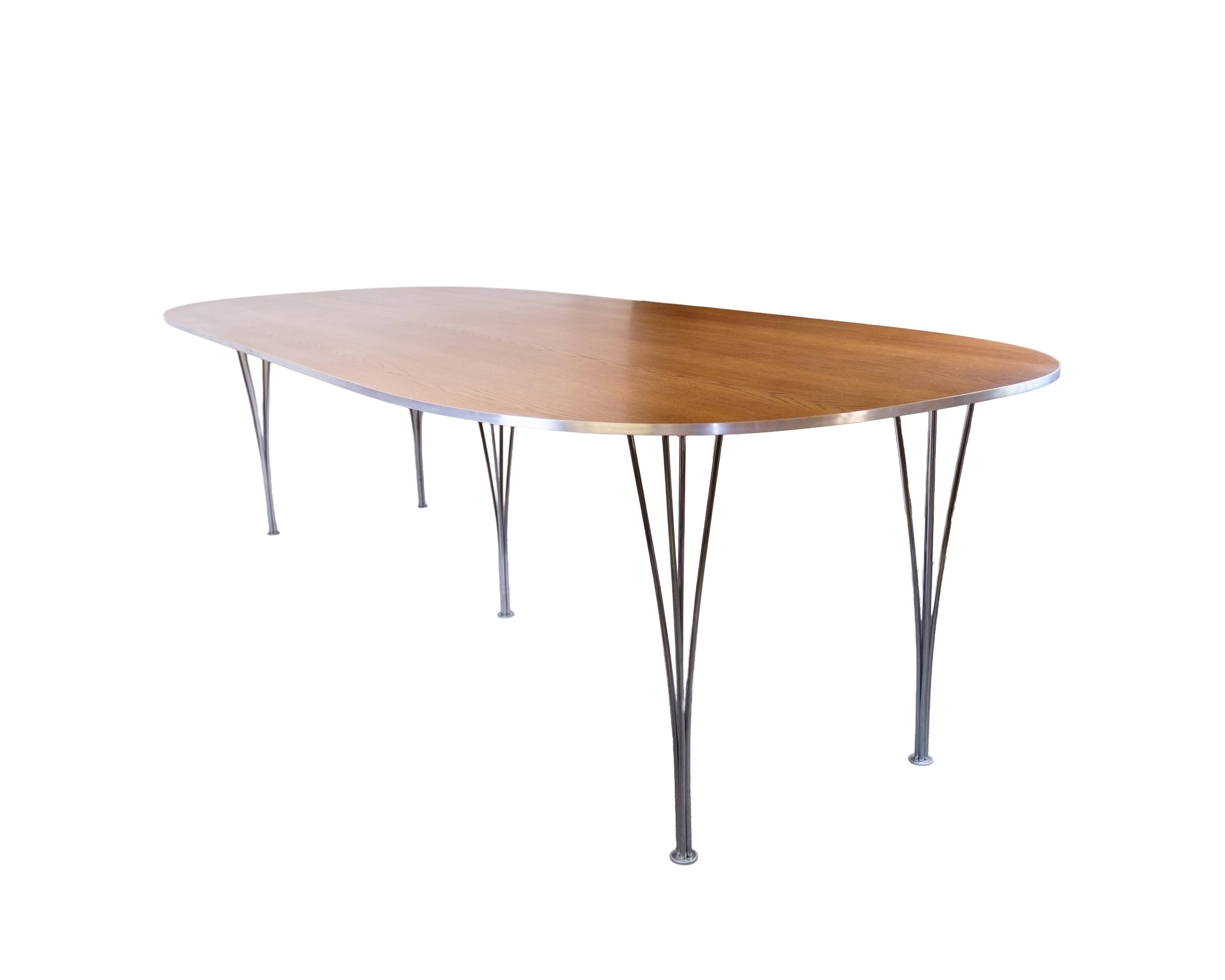 Conference table - Model Superellipse - oak surface with aluminum edge - Bruno Mathsson and Piet Hein