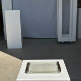 Trio of small rectangular serving dishes white and black Indonesian ceramic 21x16