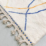 Moroccan Berber beni ouarain ecru rug with colored lines 145x98cm