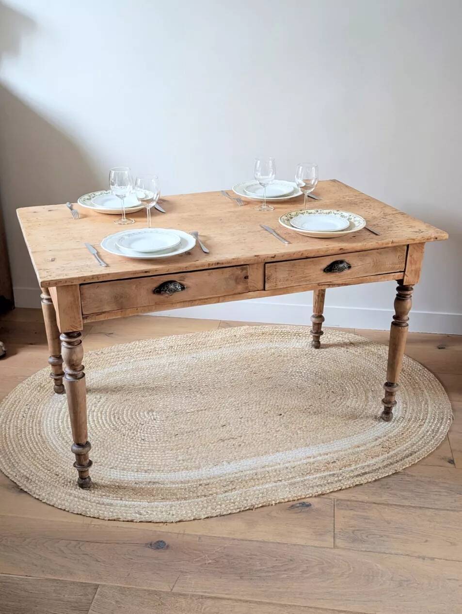 Renovated solid wood farmhouse table