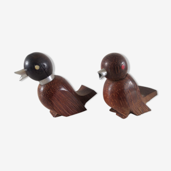 Salière et poivrière scandinave forme oiseau design années 60 - 70