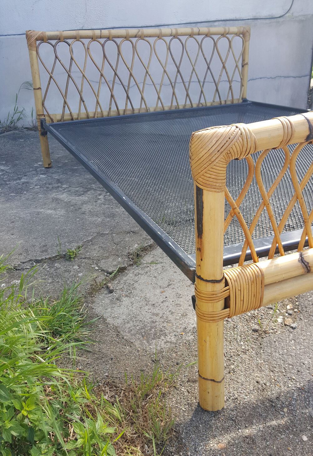 double bed bamboo and rattan vintage, years 60