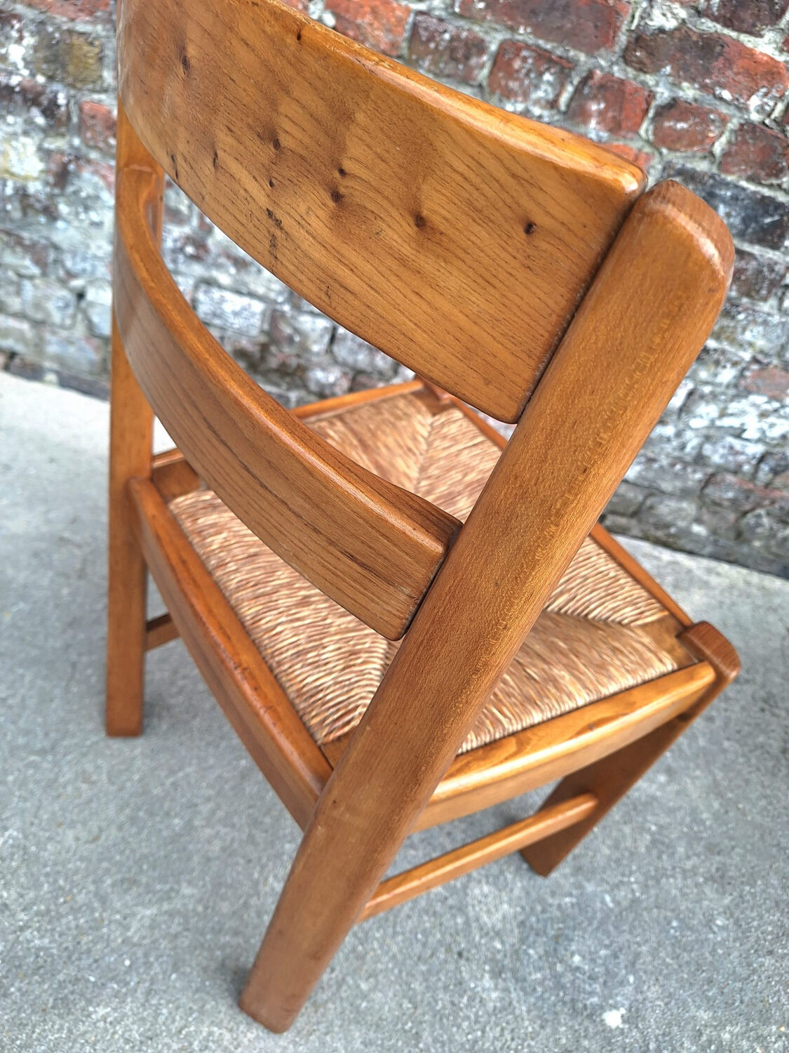 Maison Regain, duo of chairs in solid elm, vintage seating furniture.