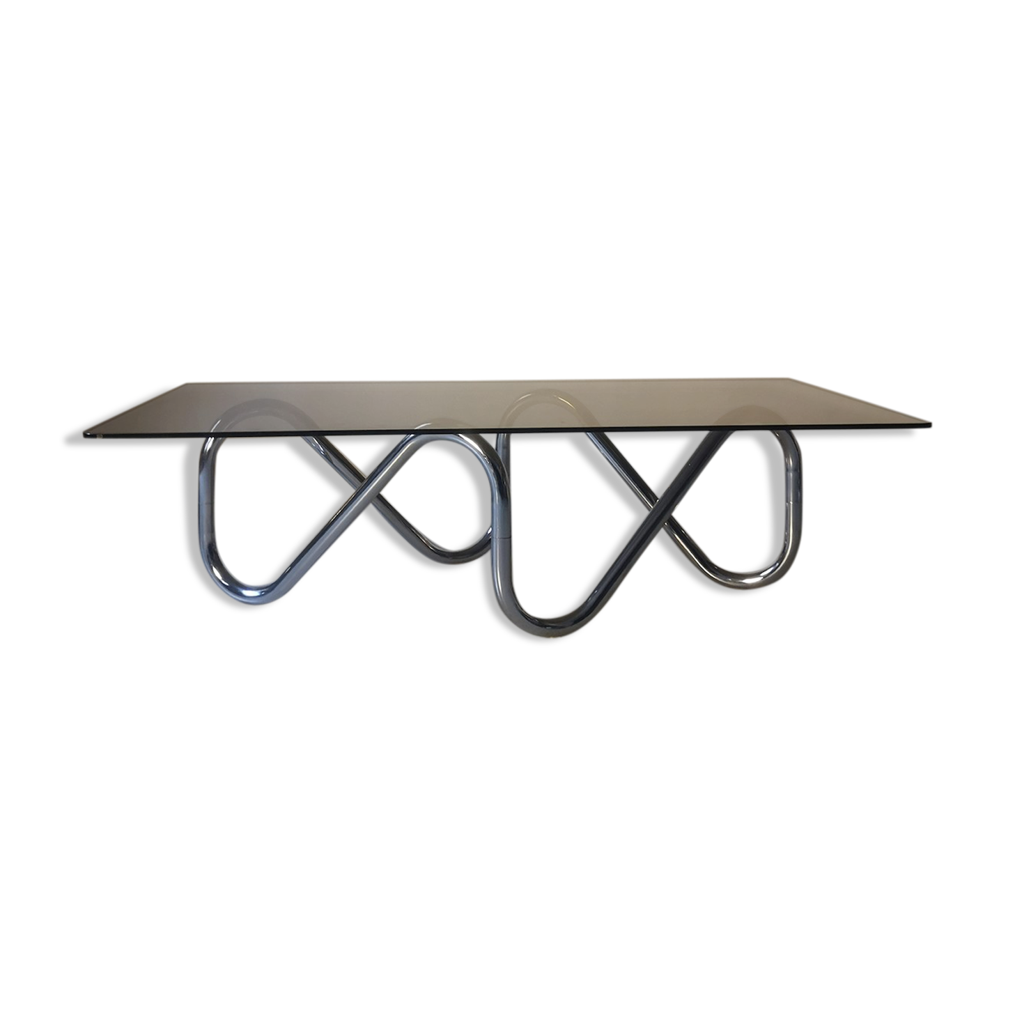 Wave coffee table in smoked tempered glass, 1970