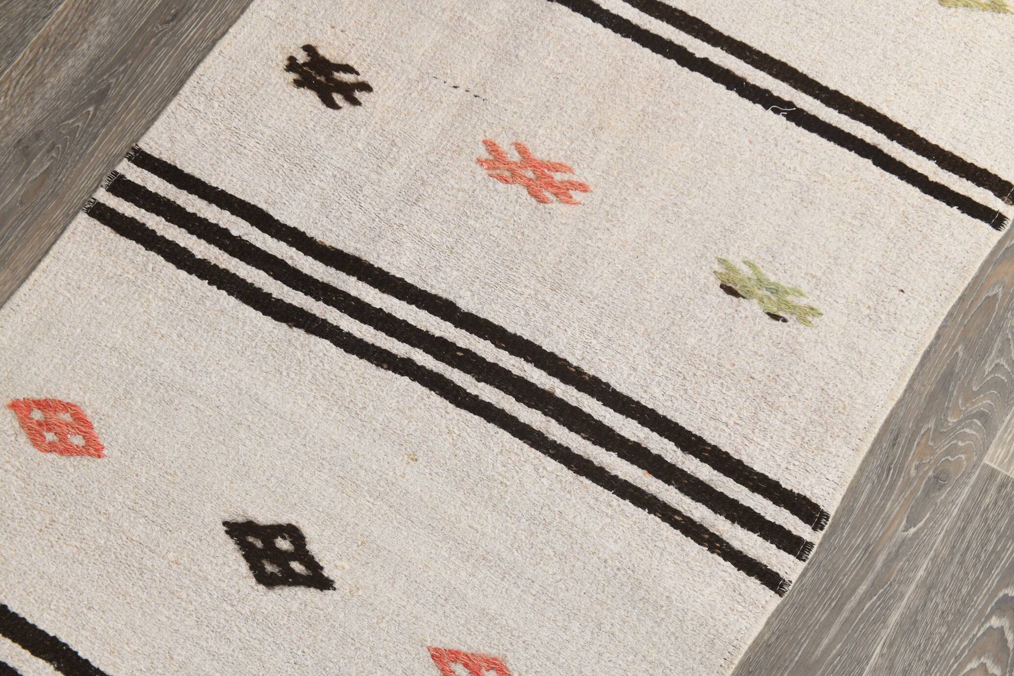 Tapis de couloir contemporain blanc et noir 2x9, 76x263 cm