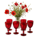 Footed glasses in ruby red crystal