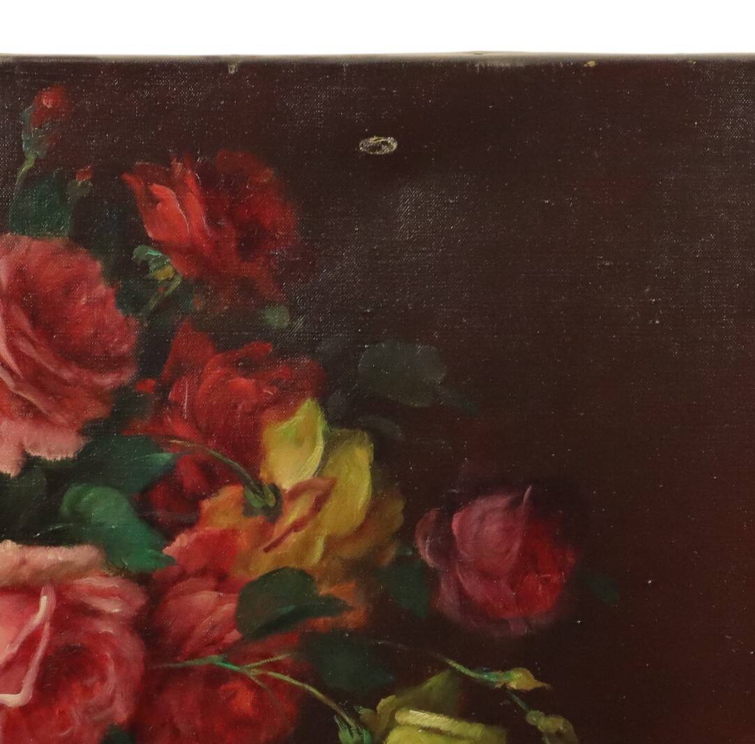 Large Flower Painting Still Life Roses Oil on Canvas 100x60cm