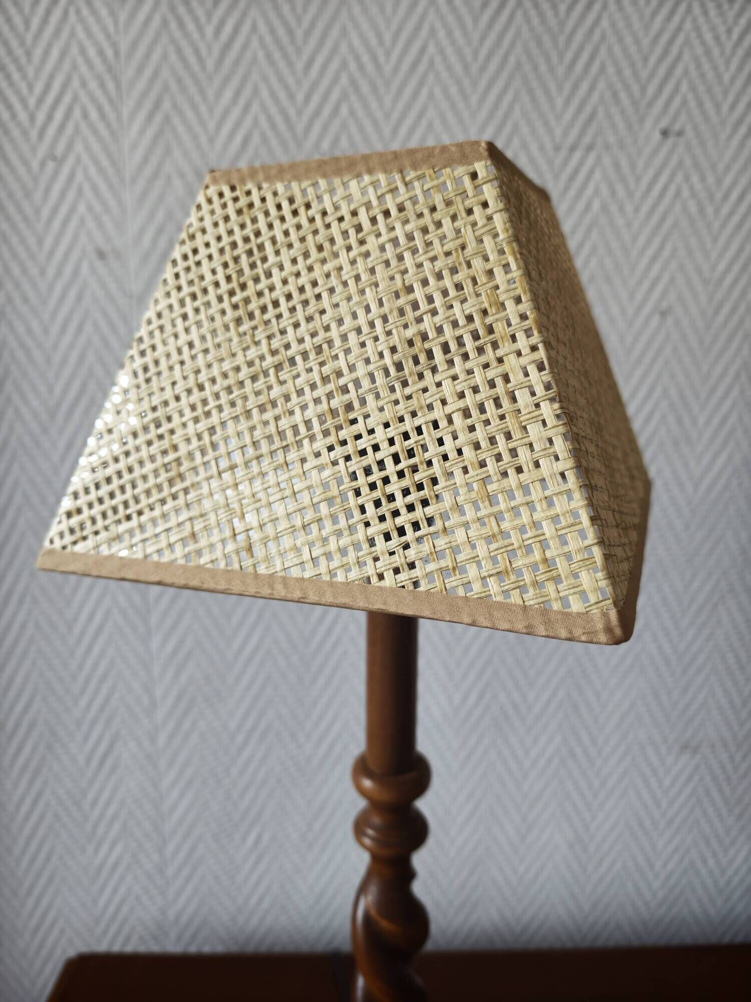Pair of tall turned wooden lamps