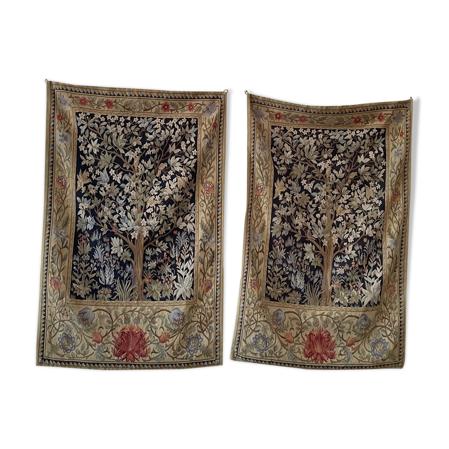 Pair of tapestries style greenery of Aubusson, twentieth century