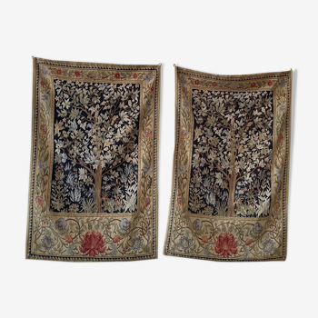 Pair of tapestries style greenery of Aubusson, twentieth century