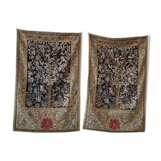 Pair of tapestries style greenery of Aubusson, twentieth century