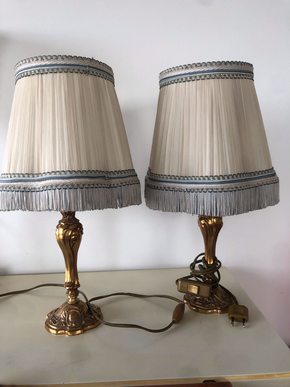 Pair of genuine bronze bedside lamps