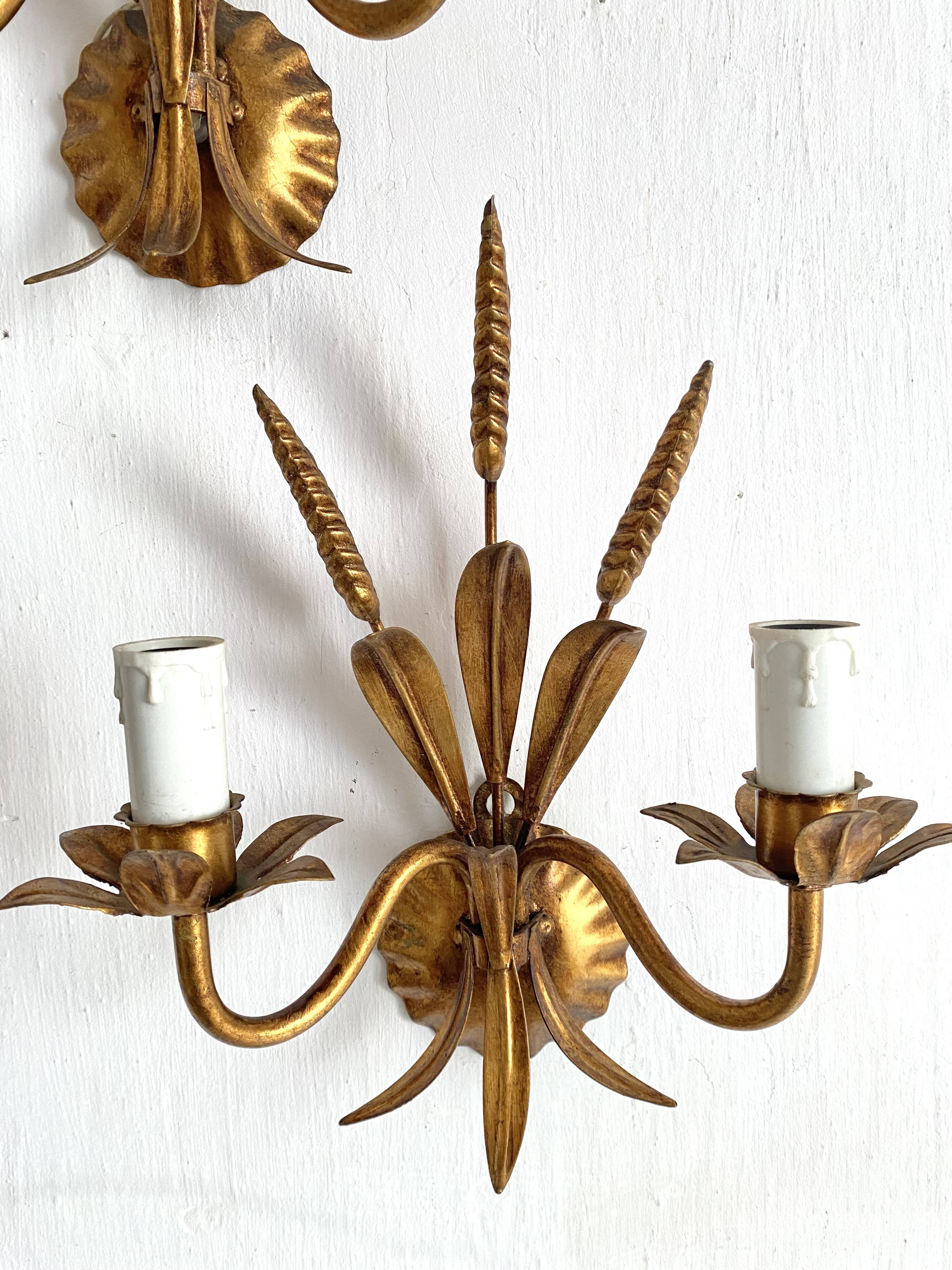 Hollywood Regency Italian wheat ear sconces