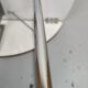Foldable brown formica table compass legs