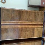 Brown Art Deco wardrobe in curved wood, symmetrical veneer, circa 1930, large size.