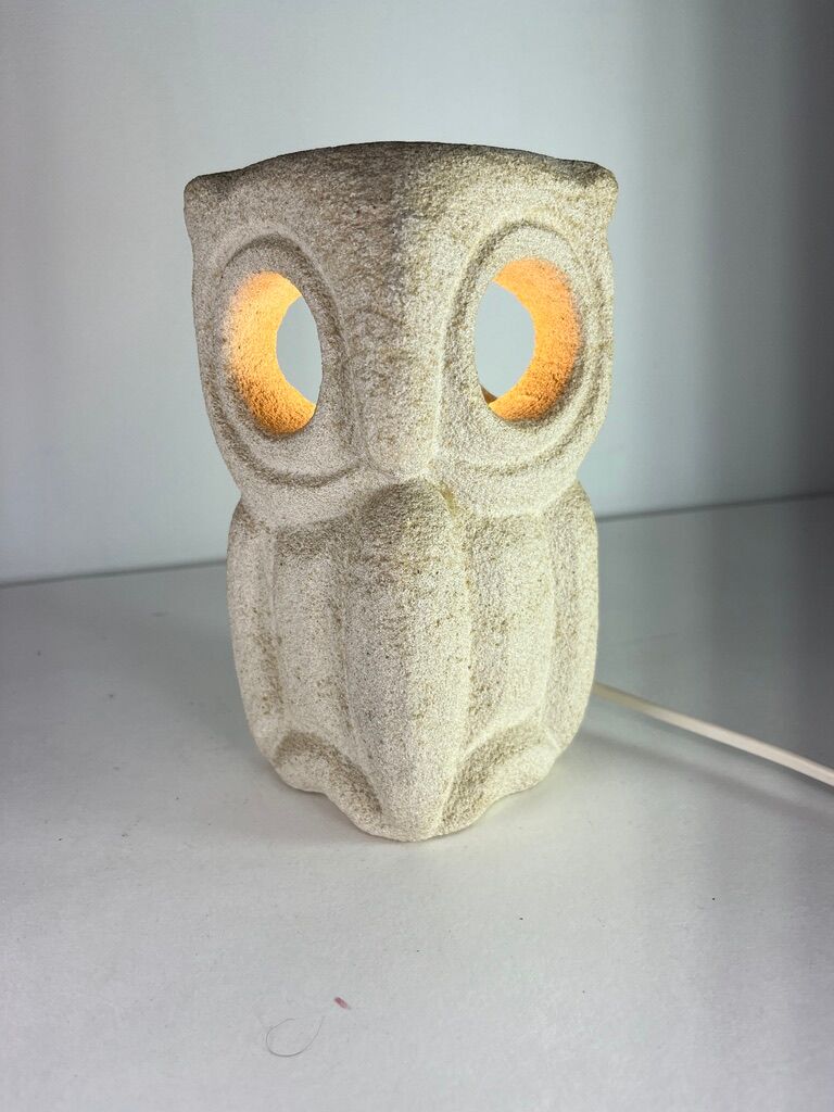 Albert Tormos Lamp in Stone Sculpture Owl or Owl France 1960/70