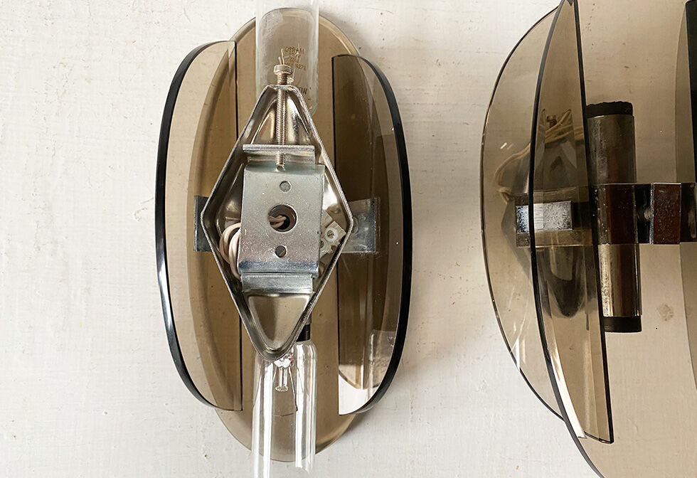 Pair wall light smoked glass Veca