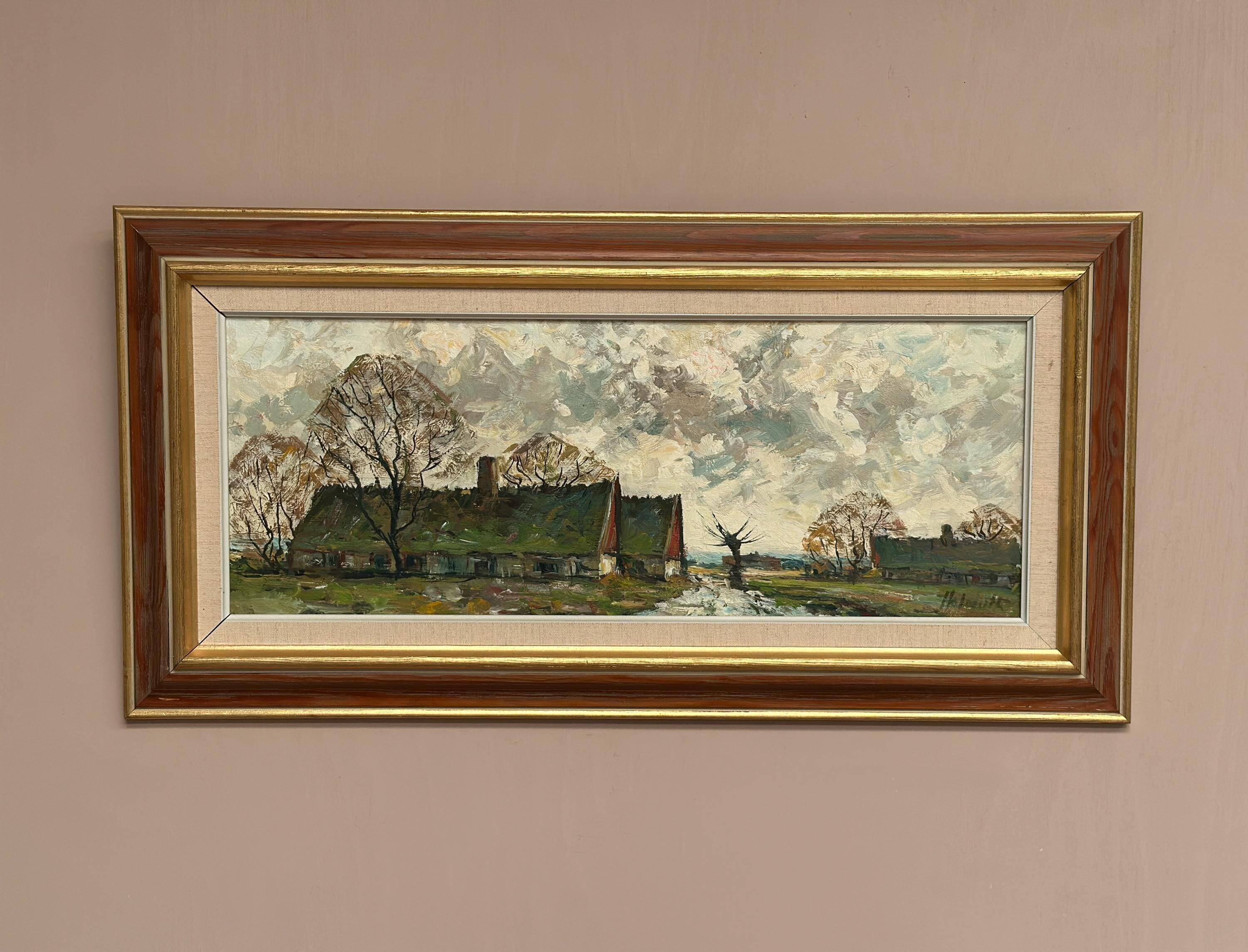 Huile sur toile scandinave – « Campagne » par Holmult
