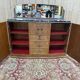Buffet bas époque Art déco en bois et marbre avec miroir