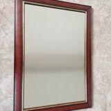 Vintage Cherry Wood Wall Mirror with Gilt Detail & Beveled Glass, 1980