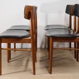 Set of 4 Scandinavian teak and leatherette chairs, 1960