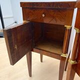 Empire Nightstands in Walnut with Full Columns in Gilt Brass, Italy, 1810, Set of 2