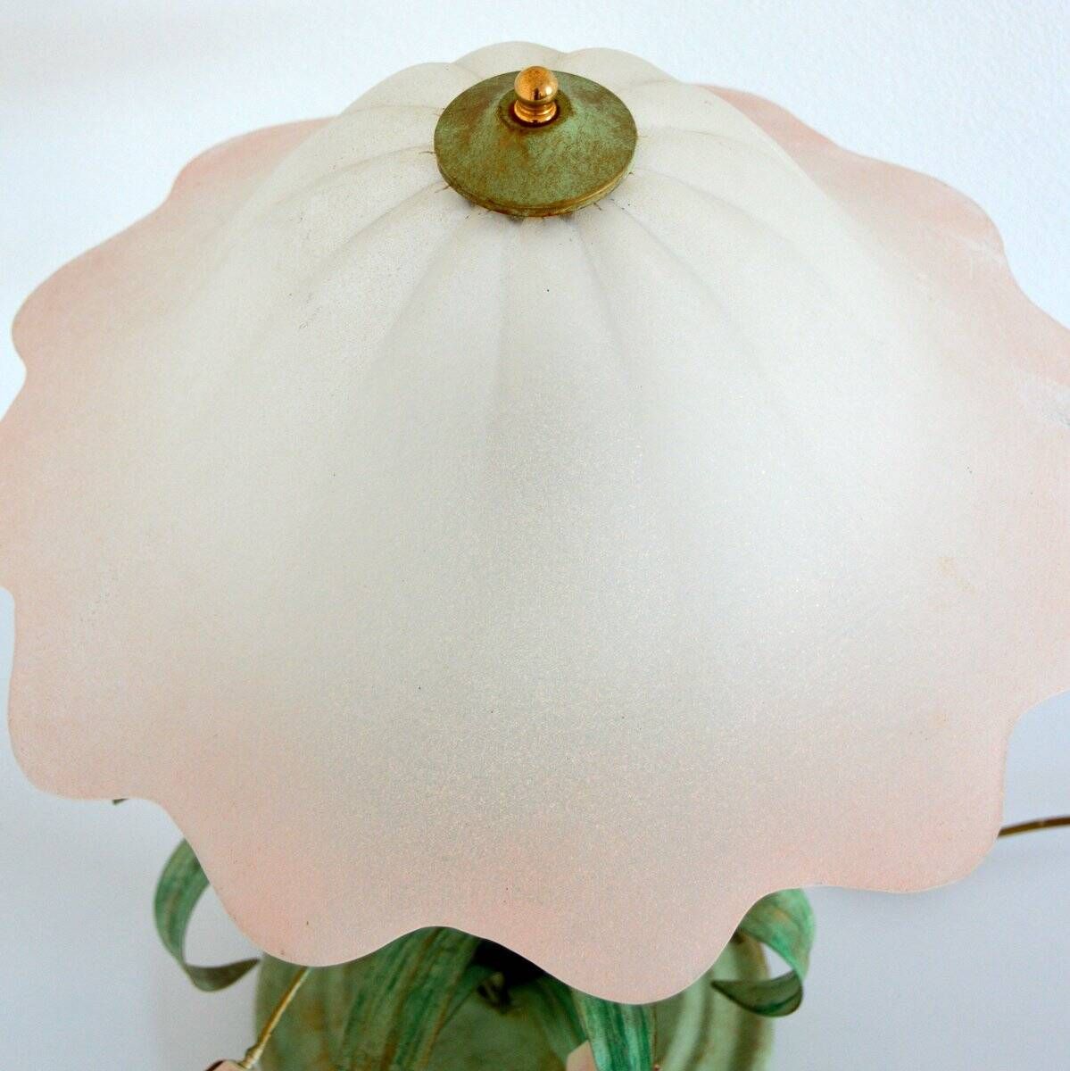 Lampe de table bouquet de fleurs / Roses fer forgé 1960 vintage