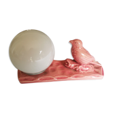 Lampe « petit oiseau » style art déco céramique & opaline