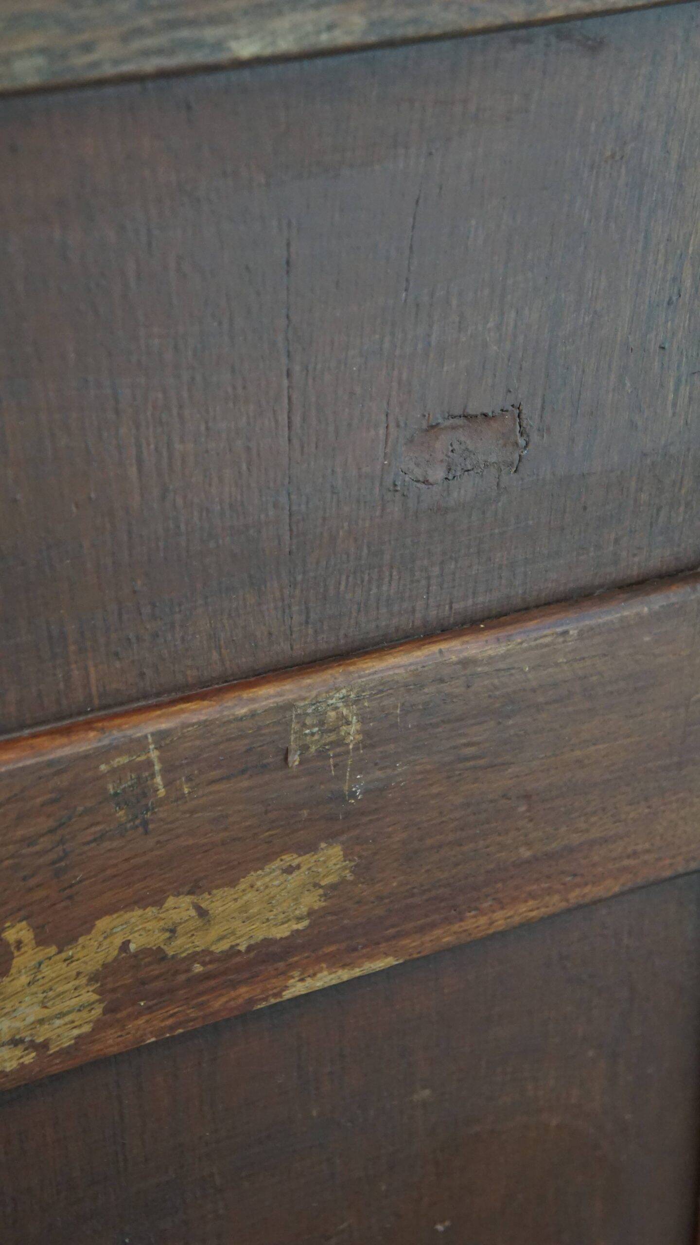 Antique oak notary cabinet with two roller doors and a working lock