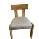 Solid wood chair with a linen-look seat.