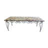 Table en fer forgé et carreau de ciment