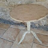 Side table, patinated pedestal table with natural pigments