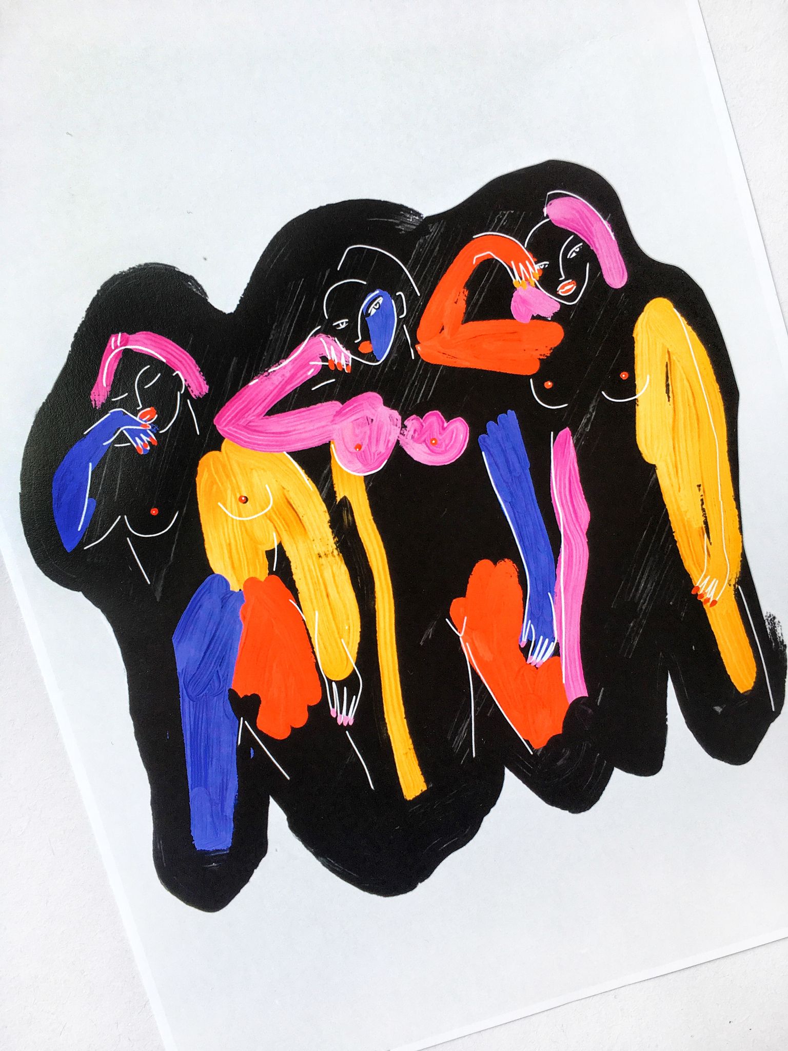 Three Black Woman  - 29 x 42 cm