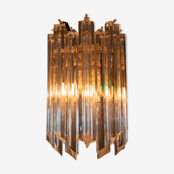 Vintage brass and murano glass wall lamp from Venini by Novaresi, Italy 1960s