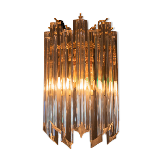 Vintage brass and murano glass wall lamp from Venini by Novaresi, Italy 1960s