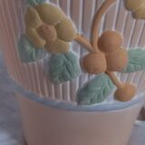 Terracotta lamp foot, floral decoration in strong relief.