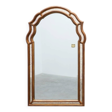Arched gold-leaf mirror with marbled glass border by Deknudt, Belgium, 20th