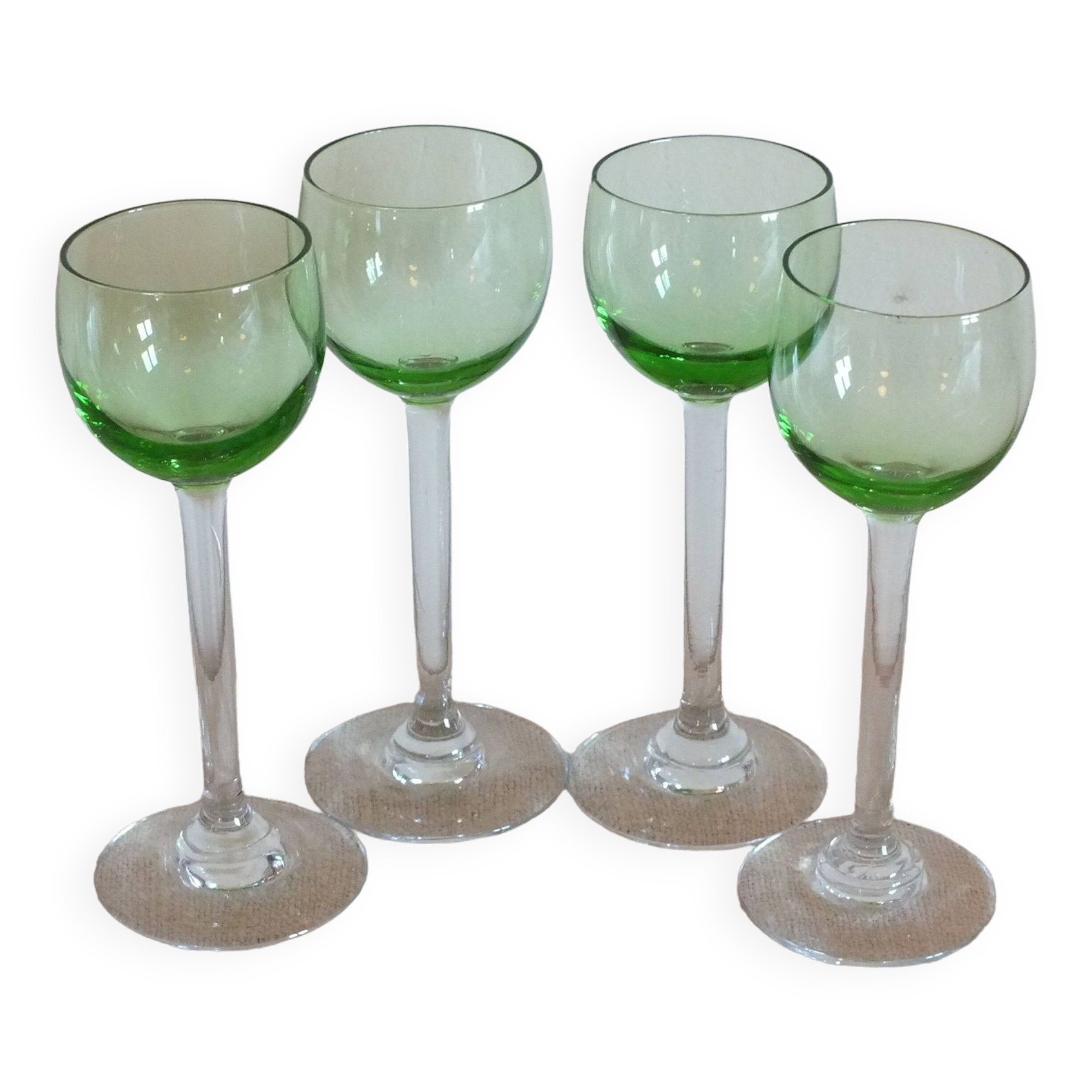 4 old uraline liqueur glasses