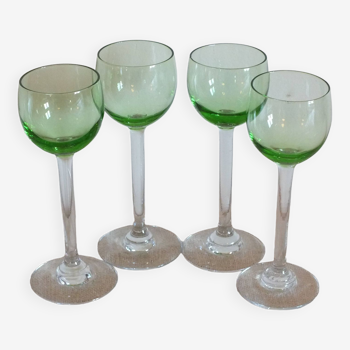 4 old uraline liqueur glasses