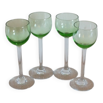 4 old uraline liqueur glasses