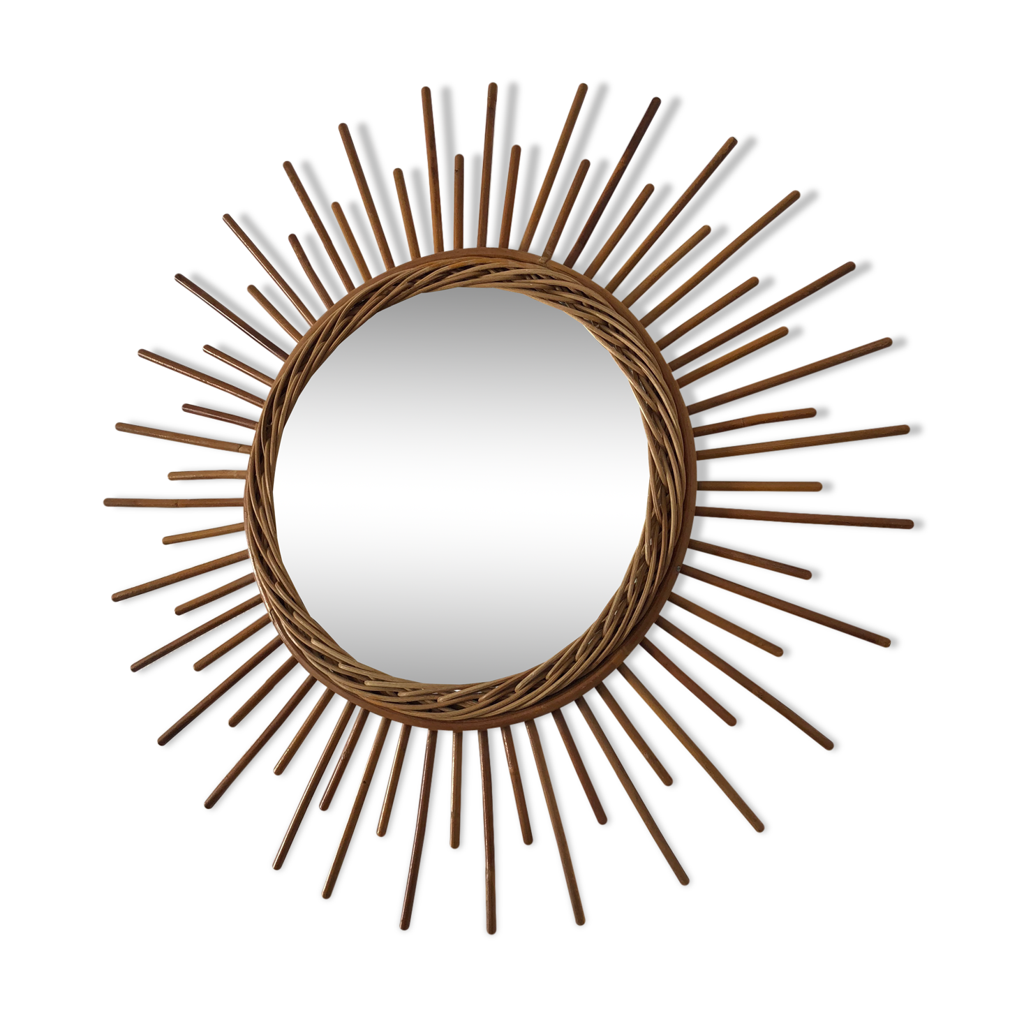 Sun 52cm circa 1960 vintage rattan mirror