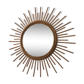 Sun 52cm circa 1960 vintage rattan mirror