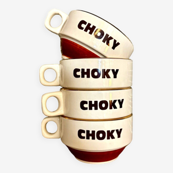 4 tasses choky en faïence émaillée