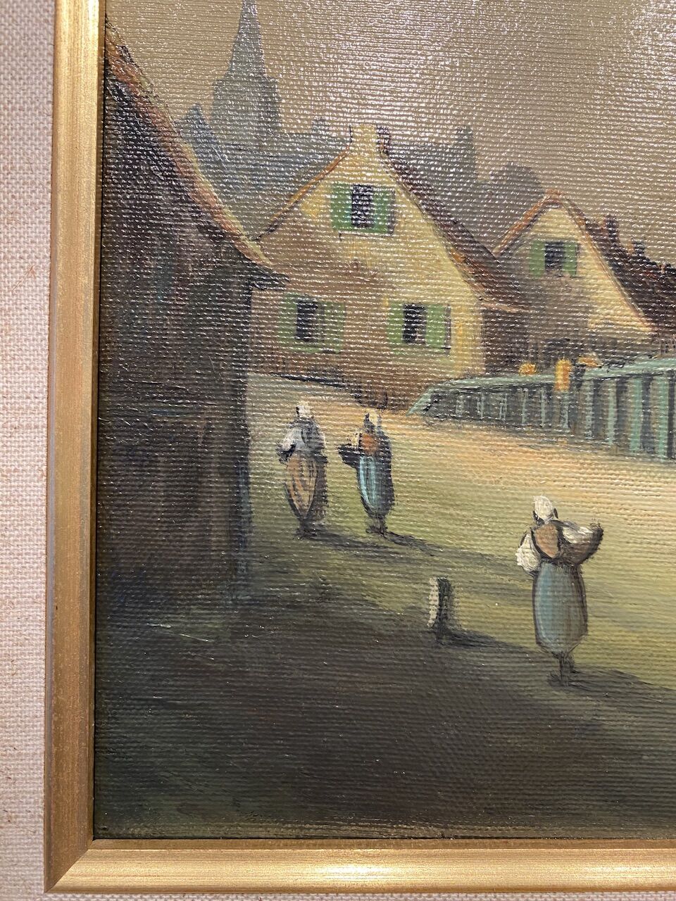 Old painting, landscape by the sea, XX century